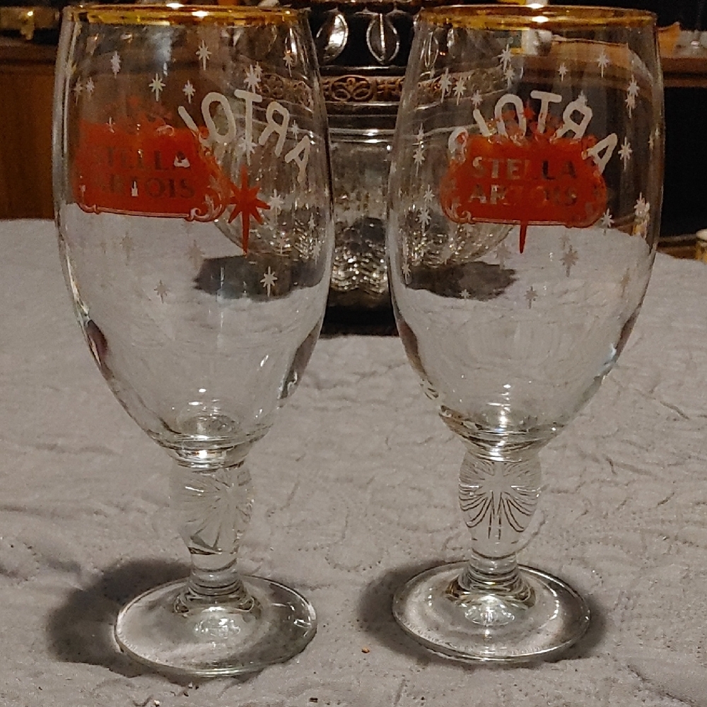 Clear and Gold Beer Glass Set